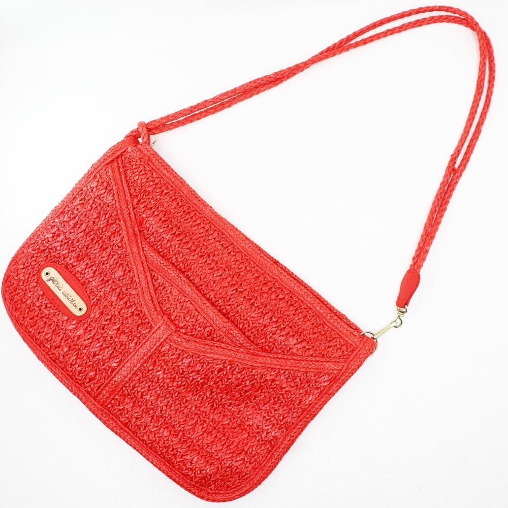 Sarne Handbag Women S Brilliant Red Straw Gloria Astor Lined Purse Shoulder Bag